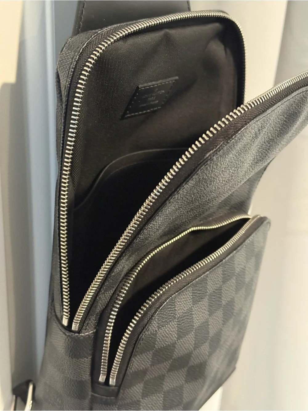AUTHENTIC Louis Vuitton Black Damier Graphite Avenue Crossbody Sling Bag